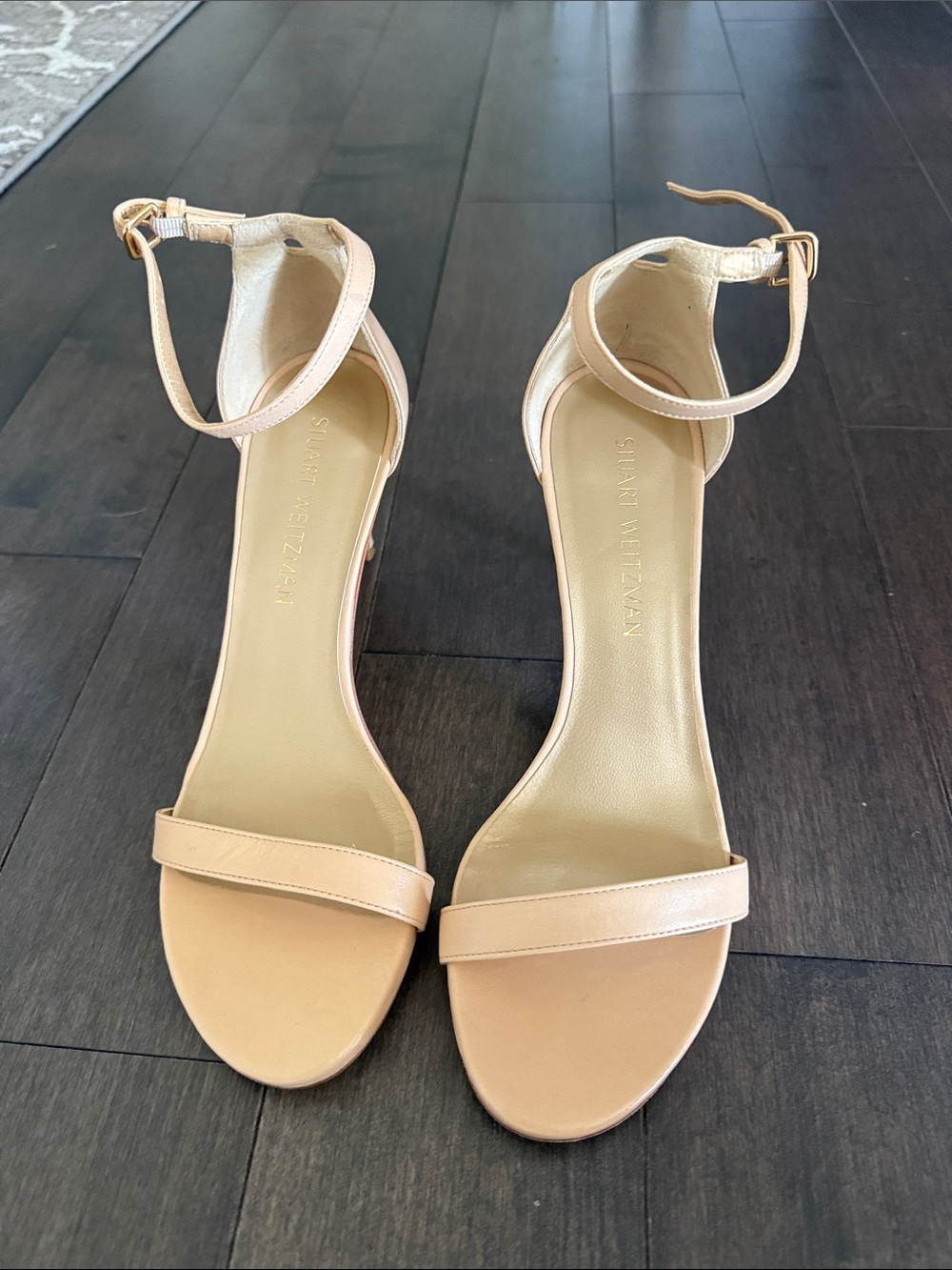 Stuart Weitzman Beige/Nude Ankle-Strap Sandals 75MM height